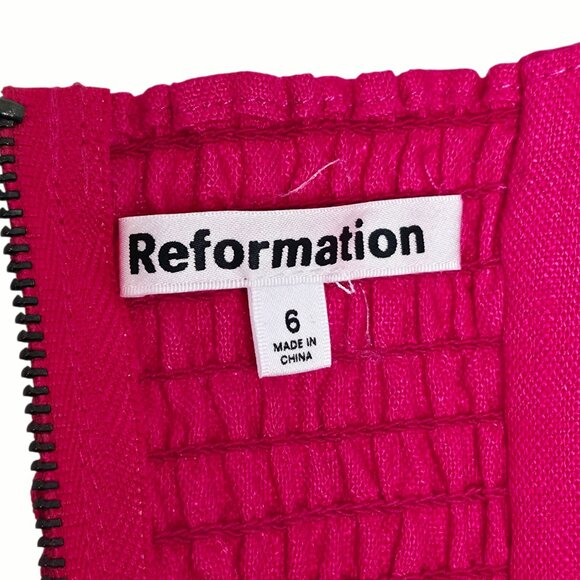 Reformation Orzo Set Corvette Pink Linen Two Piece Top Skirt Size 6 - Picture 4 of 12